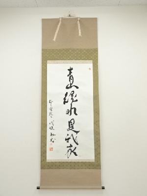 武條為光筆　「青山緑水是我家」一行書　肉筆紙本掛軸（共箱）